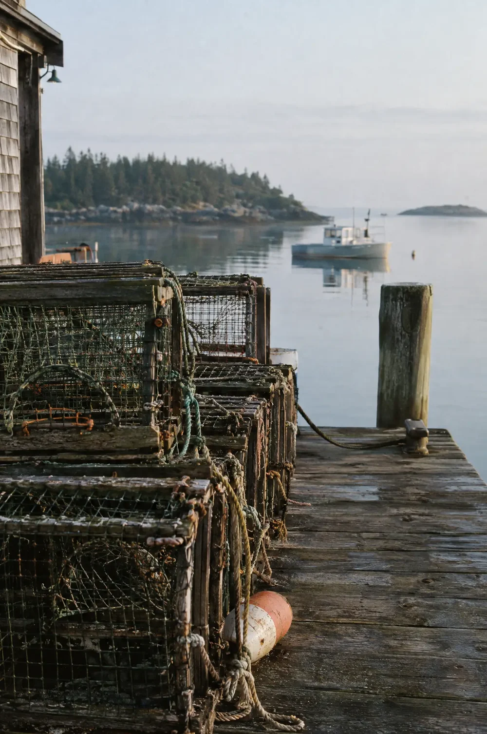Crab traps waiting on the dock.