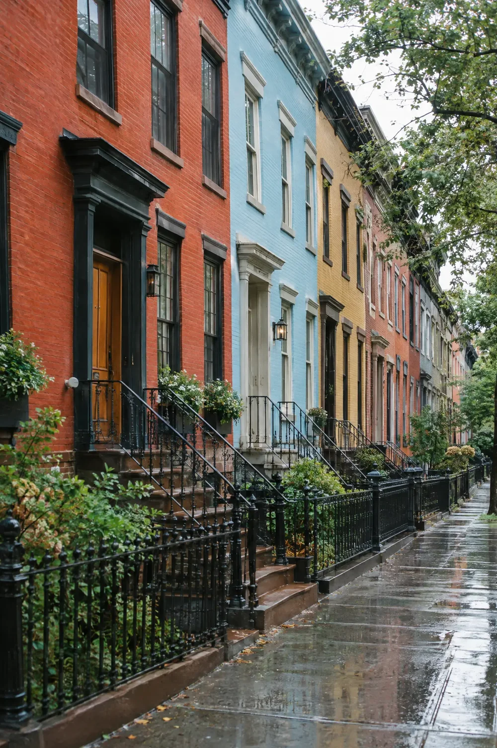 Row houses after the rain.